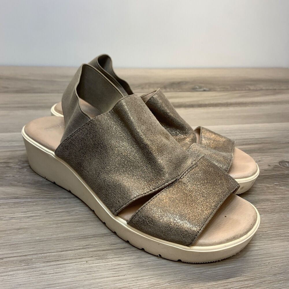 Johnston & Murphy Metallic Bronze Wedge Sandals